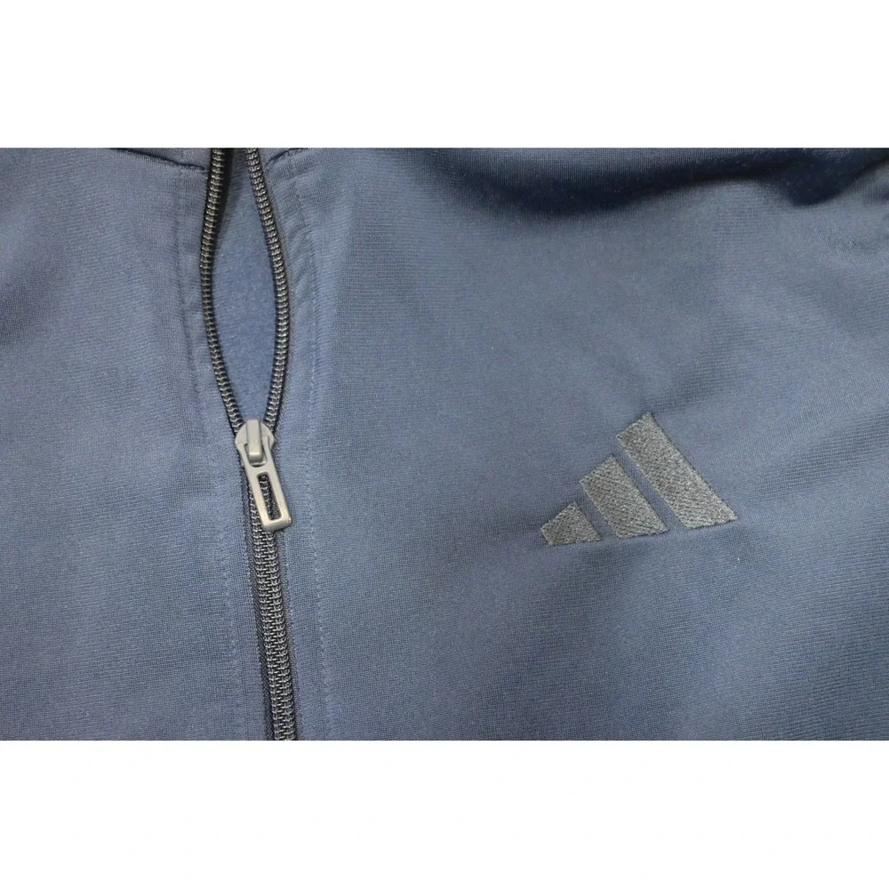 Adidas Track Jacket Men Small‎ Blue Full Zip Mock Neck Logo Pockets Excellent